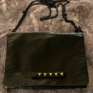 Volcom Black Purse with Yellow Accents and Black Chain Strap